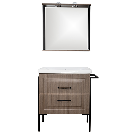 Mobilier baie Sanitop Luana, baza cu lavoar, MDF/PAL, alb/maro, 70 x 46 x 82 cm Mobilier baie Sanitop Luana, baza cu lavoar, MDF/PAL, alb/maro, 70 x 46 x 82 cm