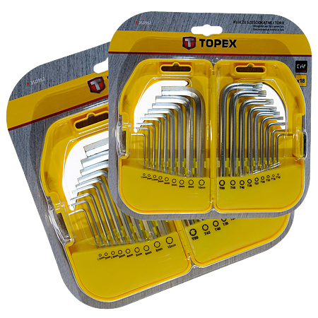 Set chei hexagonale si torx Topex, 18 bucati