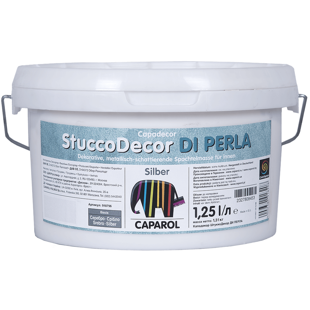 Masa de spaclu Caparol StuccoDecor DI PERLA Silber, 1,25 l, metalic-satinat