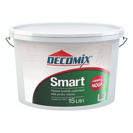 Vopsea lavabila interior Decomix Smart, alb, 15 l