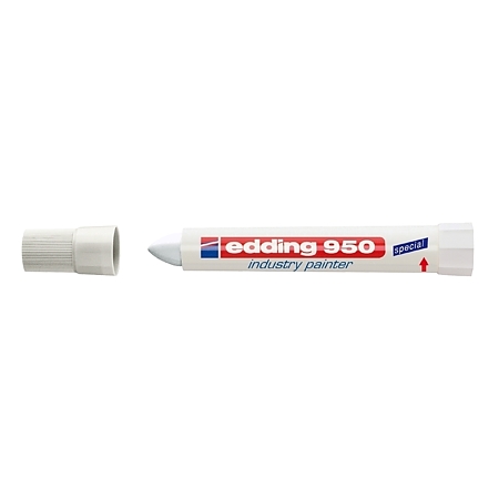 Marker permanent Edding 950, industrial, corp plastic, varf rotund 10 mm, alb