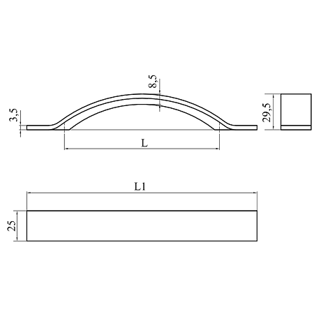 Maner AA319 96 mm, aluminiu mat