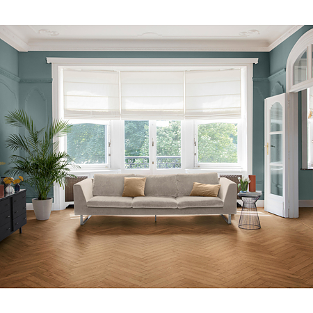 Parchet laminat 8 mm Berry Alloc Chateau+ Texas Light Brown B7606, Herringbone A, clasa de trafic 33, OmniLoc A&B, 504 x 84 mm