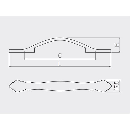Maner Werona pentru mobilier, zamac, aur antichizat, 96 mm, L 148 mm, H 24,5 mm