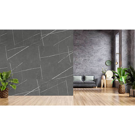Gresie portelanata exterior/interior Altica Dark Glossy, rectificata, lucios, gri, 60 x 120 cm