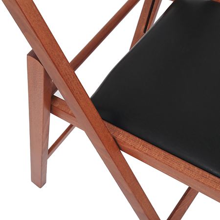 Scaun pliabil lemn Basic, cires-wenge, sezut piele ecologica, 79 x 42 cm