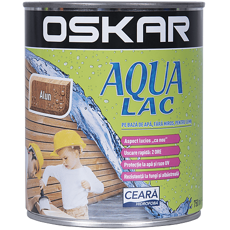 Lac pentru lemn Oskar Aqua, alun, interior/exterior, 0.75 l