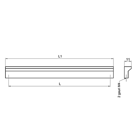 Maner mobila cu terminatii din aluminiu, FA 23669, aluminiu mat, 64 mm