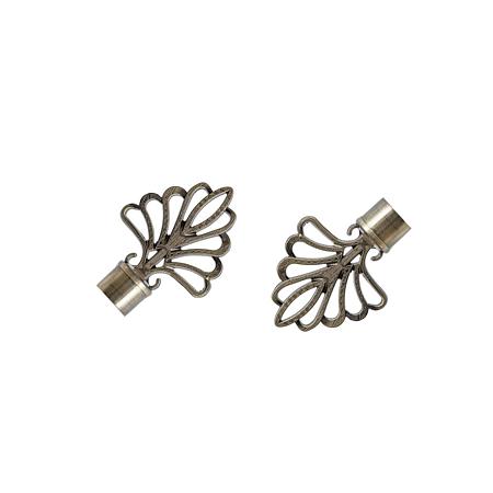 Set 2 capete pentru galerie metal forjat evantai bronz antic, diametru 16 mm