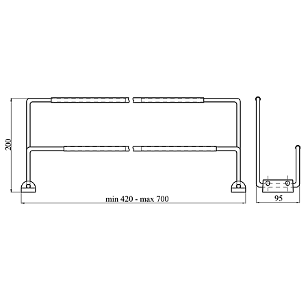 Suport pentru pantofi S0201, crom, 400 - 700 mm Suport pentru pantofi S0201, crom, 400 - 700 mm