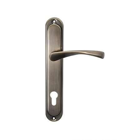Set manere cu sild usi interior Gato Roma, rozeta cilindru, zamac, finisaj bronz, 90 mm