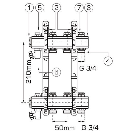 Distribuitor RO10S Ferro, 10 circuite, alama, 1 inch