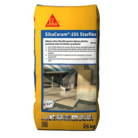 Adeziv flexibil pentru placari ceramice SikaCeram-255 StarFlex, interior / exterior, alb, 25 kg