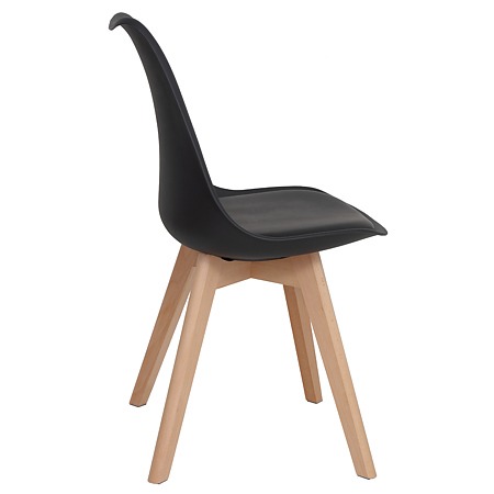 Scaun bucatarie tapitat negru Depozitul de scaune Celia, piele ecologica, cadru lemn, max. 110 kg, 48.5 x 50 x 82.5 cm