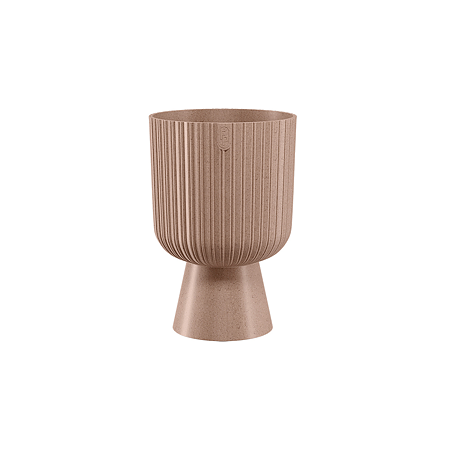 Ghiveci Keli Mika Petit Eco Wood, PVC, maro piatra, diametru 14 cm, inaltime 20.5 cm