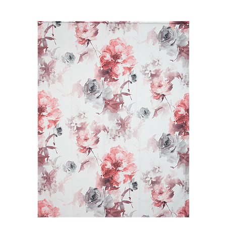 Draperie Schal 2254, model floral, alb +gri+rosu, poliester, 135 x 245 cm