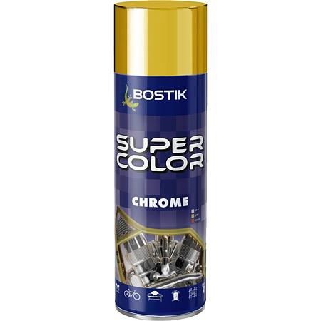 Vopsea spray retus decorativ efect crom Bostik Super Color, auriu, lucios, interior/exterior, 400 ml