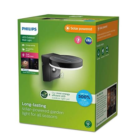 Aplica exterior Philips Zonal,cu senzor, 1.3 W, rotund, plastic, negru, IP44