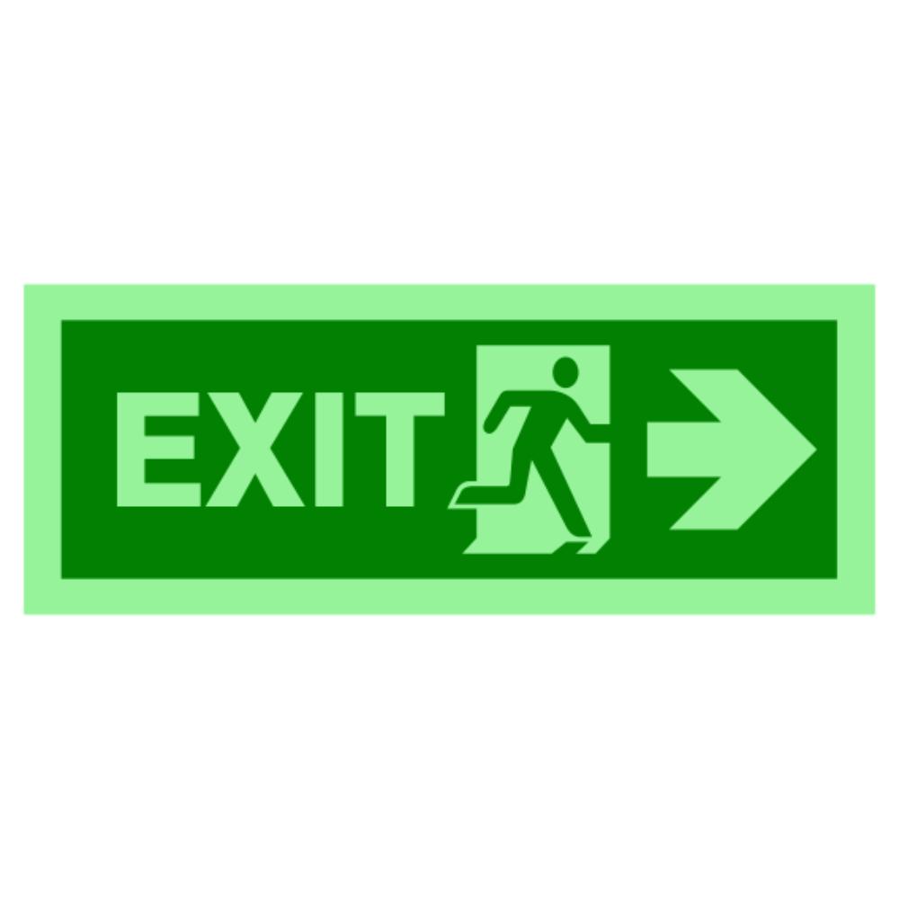 Indicator fotoluminoscent Exit dreapta, autocolant, 19.5 x 7.5 cm