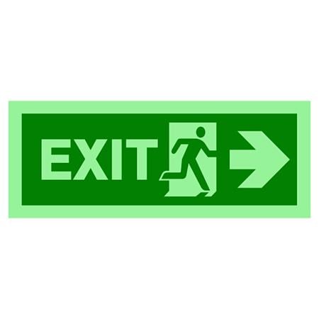 Indicator fotoluminoscent Exit dreapta, autocolant, 19.5 x 7.5 cm