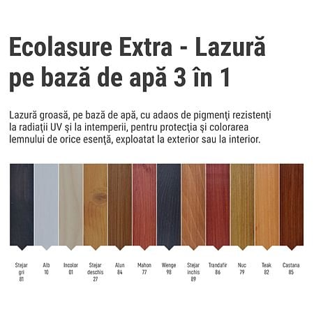 Lazură  Kober Ecolasure Extra 3 in 1 pentru lemn, pe baza de apa, stejar deschis, 0.75 l