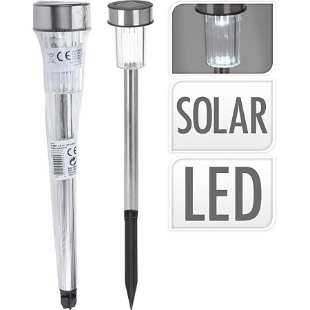 Lampa solara cu LED inox, 1 LED, lumina alba, 36.5 cm