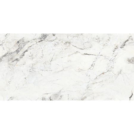 Gresie portelanata interior/exterior Thassos, rectificata, lucioasa, PEI 4, alb, aspect marmura, 60 x 120 cm