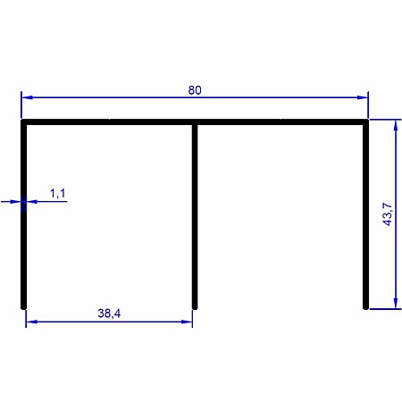 Profil ghidare dublu superior, aluminiu, alb mat, 4 m