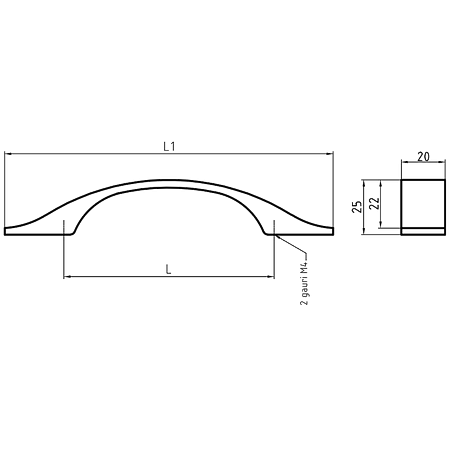 Maner AA631 128 mm, aluminiu mat