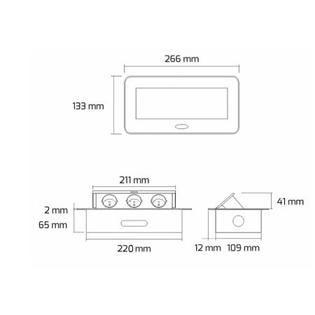 Priza incorporabila GTV cu 3 prize schuko, negru, 3600 W 