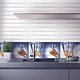 Faianta decorativa Cielo Stripes Kitchen, finisaj lucios, multicolor, structura iesita in relief, 60 x 30 cm
