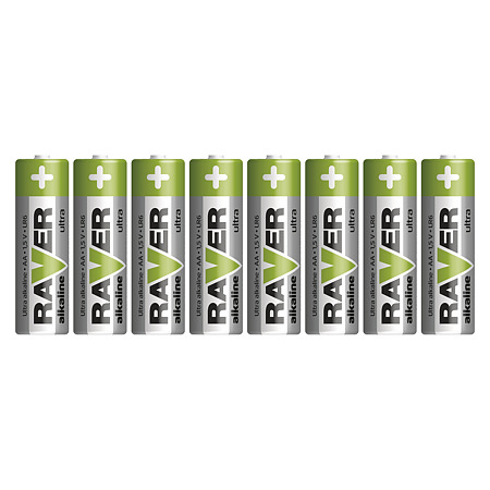 Baterii ultra alcaline Raver, AA RUA LR6-S8, 1.5 V, 8 buc