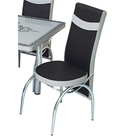 Set masa extensibila cu 6 scaune Arta Table Oriental White, pal melaminat + piele ecologica, alb + negru, 169 x 80 cm