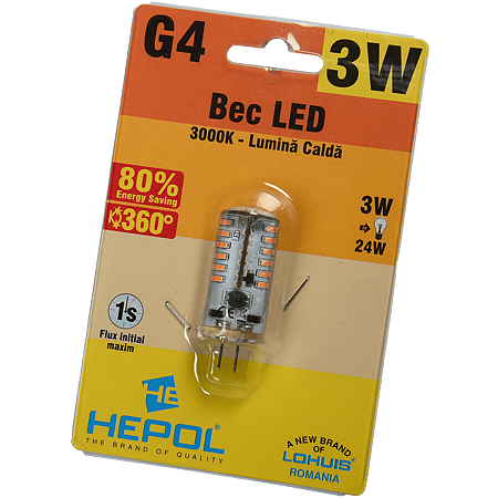 Bec Led Silicon G4 3W Hepol Lumina Calda
