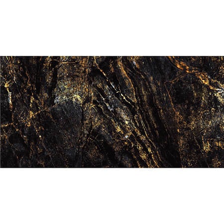Gresie portelanata exterior/interior Mirage Gold, rectificata, negru si auriu, 60 x 120 cm