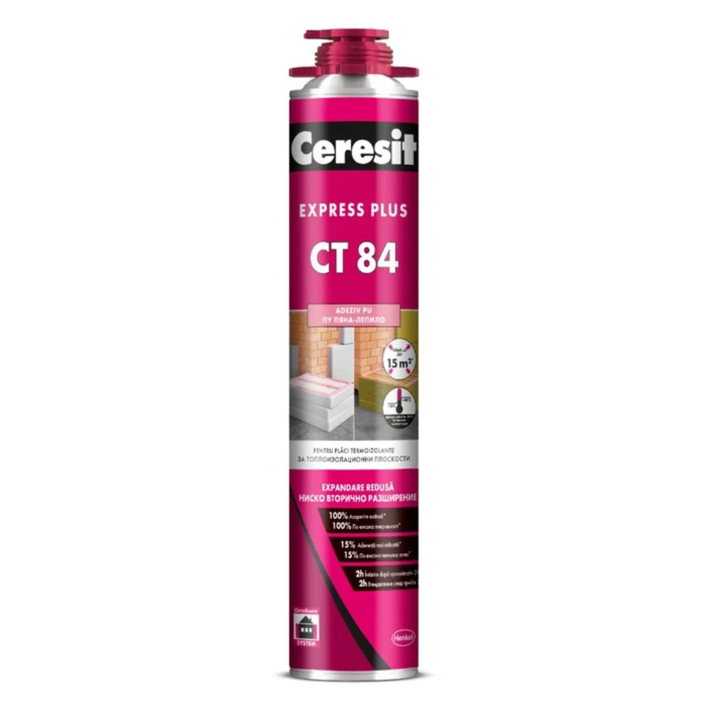 Adeziv poliuretanic polistiren expandat/extrudat/vata minerala Ceresit CT 84 Express Plus, interior/exterior, 850 ml