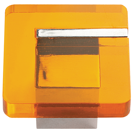 Buton patrat, plastic, orange, 40 mm