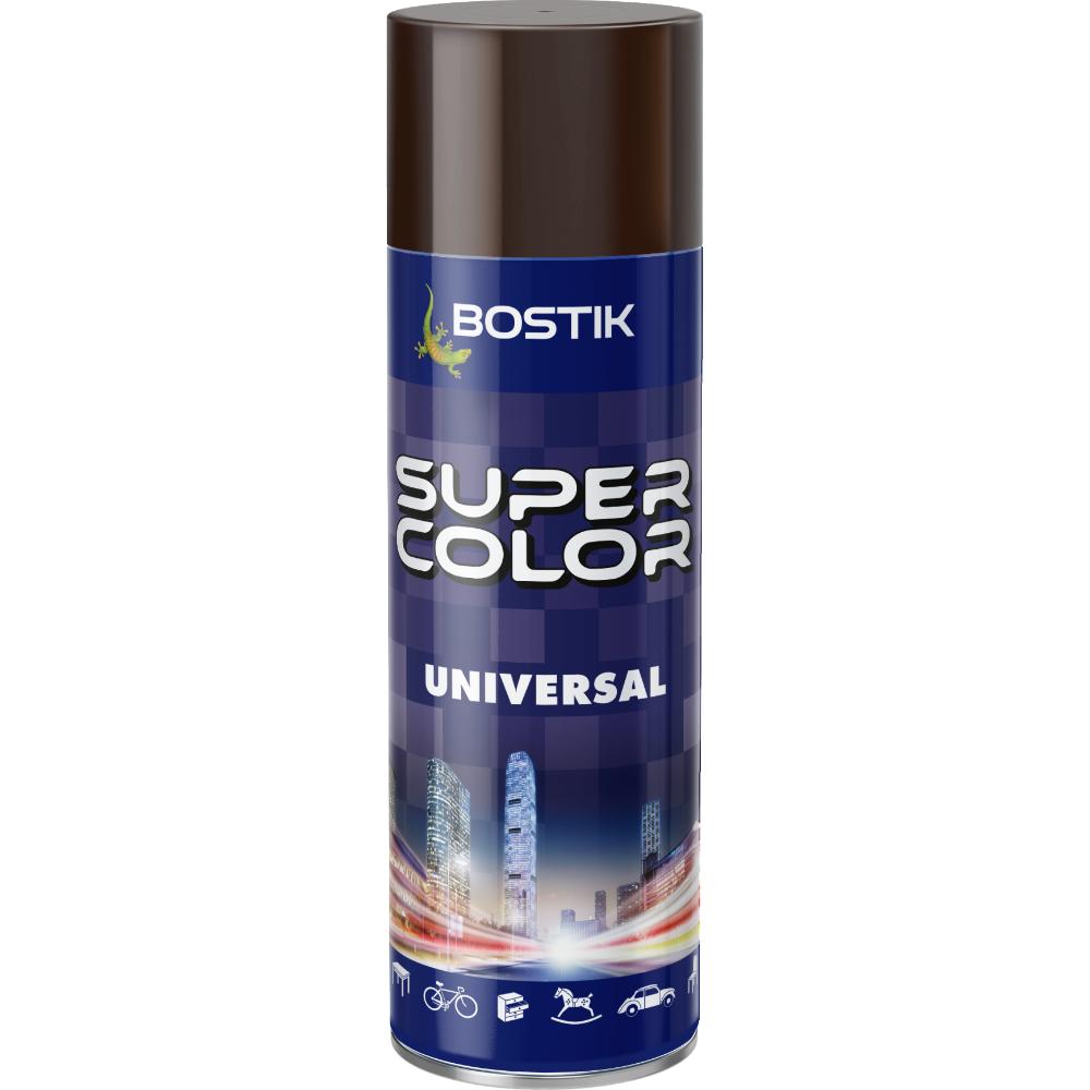 Vopsea spray universala decorativa Bostik Super Color, maro ciocolatiu RAL 8017, mat, interior/exterior, 400 ml 400