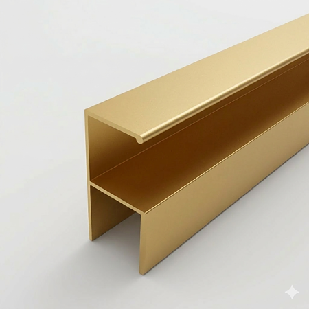 Profil aluminiu tip maner Y, auriu mat, fara perie, 2.5 m