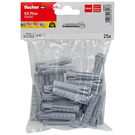 Diblu din nailon Fischer SX Plus, 10 x 50 mm, 25 bucati