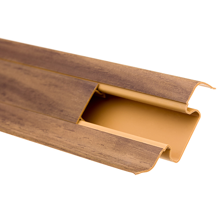 Plinta parchet cu canal cablu, PVC, nuc inchis, 2500 x 52 x 22.5 mm