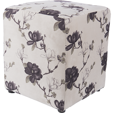 Taburet Cube, tapiterie stofa flori N5-3, 45x37x37 cm