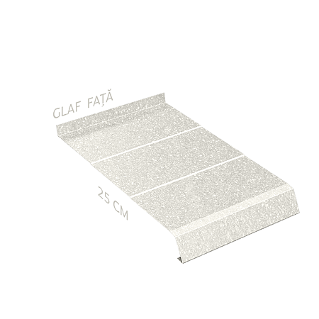 Glaf metalic exterior Caretta Briliant Z250, otel, alb, RAL 9002, 1500 x 250 mm