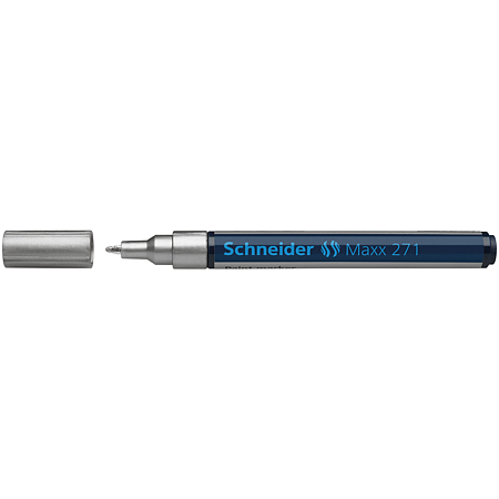 Marker permanent Schneider, varf rotund, 2 mm, cu vopsea argintie