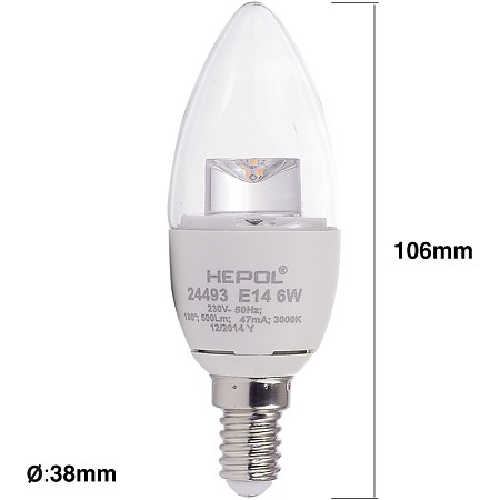 Bec Led Lumanare E14 6 W Hepol