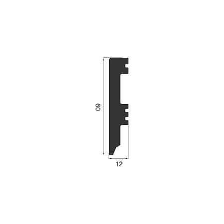 Plinta pardoseala Rubin 60 polimer dur, rezistenta la apa, alb, 2200 x 60 x 12 mm