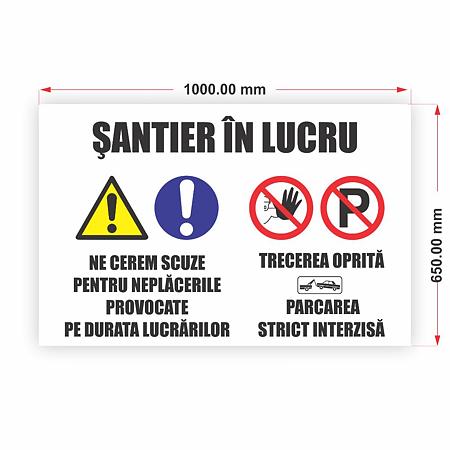 Banner Santier in lucru, PVC, 100 X 65 cm