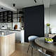 Panou decorativ Linea Comfort, 5 lamele, decor stejar, bleumarin, suport placaj negru, interior, 265 x 24,6 x 3 cm