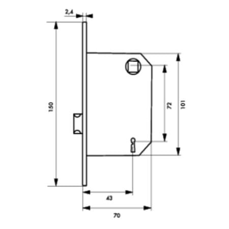Broasca usa, 43 x 72 mm, 2 chei