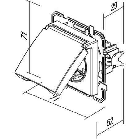 Priza simpla cu capac Tem Schuko, interior, PVC, alb, 16 A, 250 V